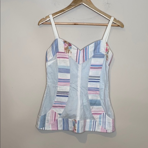 Anthropologie Tops - Anthropologie Snak Pastel Stripe Color Cotton Top